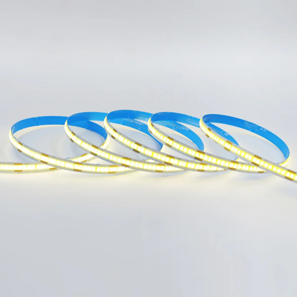 3mm 5mm PCB Battery Power COB LED Strip Light 5V Warm Natural White Blue Red Green Pink Tape 320LEDs 8mm High Density Flex Lamp