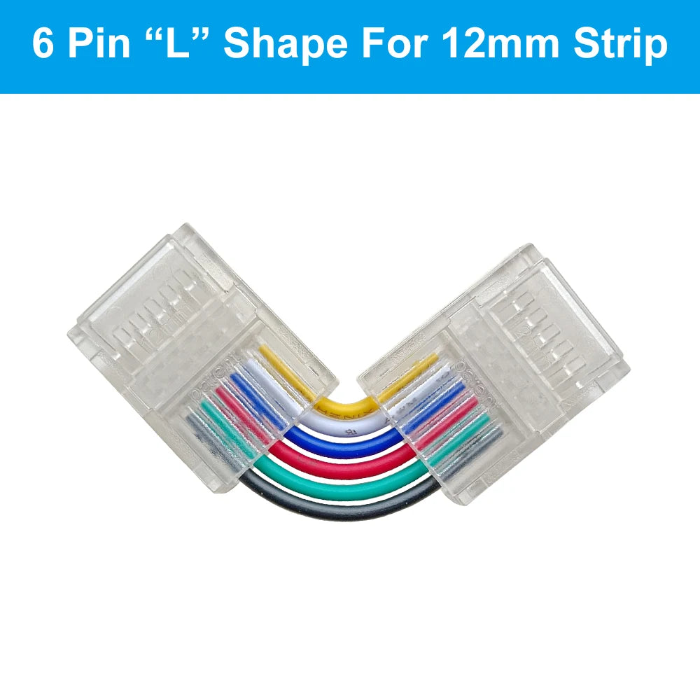 2/3/4/5/6Pin LED Light Strip Corner Connector Transparent Solderless Buckle Board To Board L-Shaped Solderless For RGB RGBW Tape