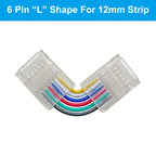 2/3/4/5/6Pin LED Light Strip Corner Connector Transparent Solderless Buckle Board To Board L-Shaped Solderless For RGB RGBW Tape