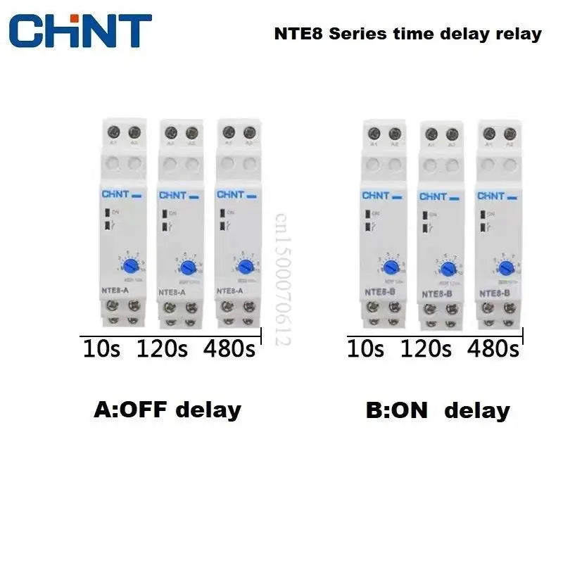 CHINT NTE8 Series 5S 10S 120S 480S Control Off Power Time Delay Relay 220V 24V On Delay NTE8-A NTE8-B Din Rail Digital Timer