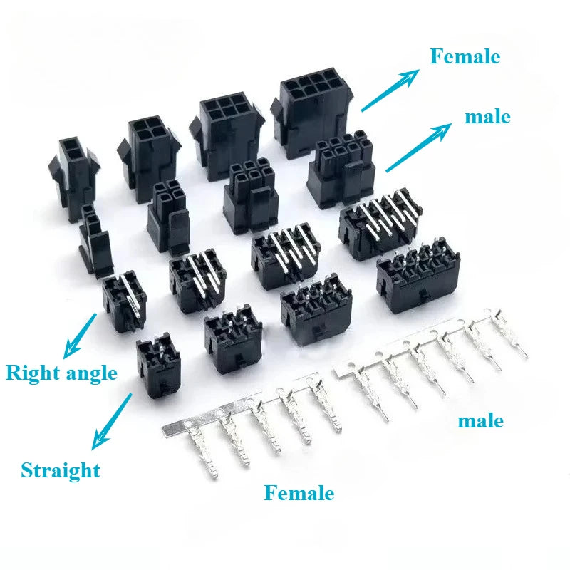 10Set Molex 3.0mmStraight /RightAngle WaferDouble Row Connector Plug2*1/2/3/4/5/6/7/8/9/10/11/12P Male Female Housing Terminals