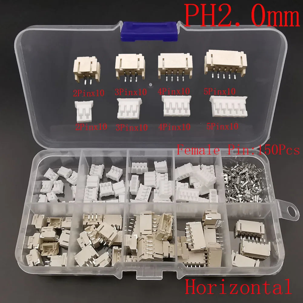 1Box JST XH 2.54/PH 2.0/SH 1.0/JST 1.25 Male Plug Female Socket Housing Terminal Pin Header Connector Horizontal/Vertical