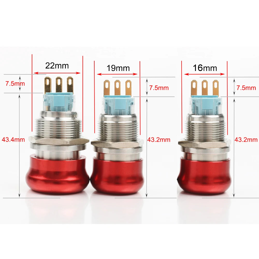 16mm 19mm 22mm Metal copper Emergency stop Push Button Switch Latching Car press button pin terminal Normal open Knob Rotary