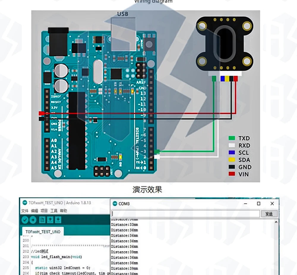 ‌VL6180/VL53L0X/VL53L1X Time-of-Flight (ToF) Laser Distance Sensor – High-Precision Ranging Module (50cm/2m/4m) with MCU