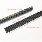 5pc 2.54mm Round Hole Male Tin Gold Female Pin Header 1/2x40P Single/Dual Row Breakable PCB IC Crystal Relay Transistor Socket