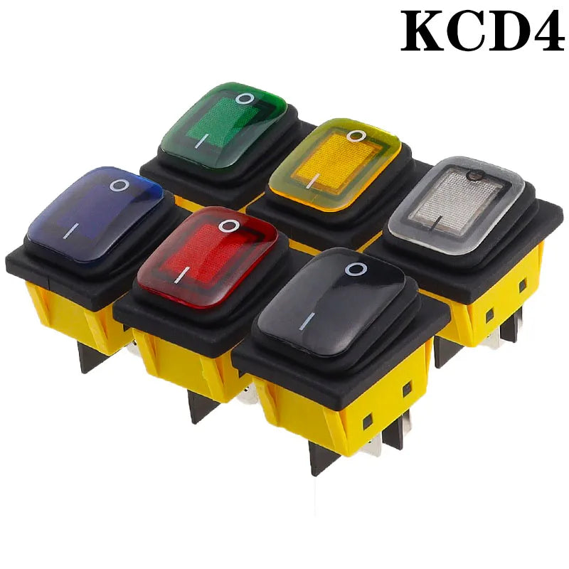 KCD4 on off 30A/250V Heavy Duty 4 pin DPST IP67 Sealed Waterproof T85 Auto Boat Marine Toggle Rocker Switch with LED 12V 220V 30