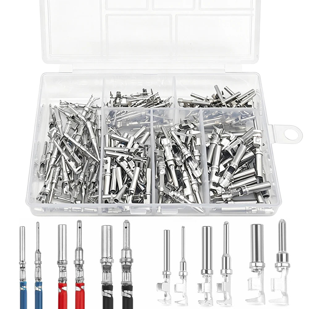 180pcs Deutsch Contact Kit,Stamped Pin,Open Barrel Contacts Kit Male Pins Female Sockets 22-12AWG for DTP,DT,DTM Serie Connector