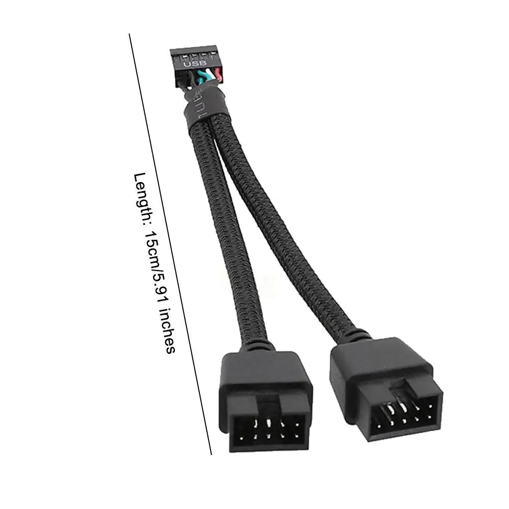 Computer Motherboard USB Extension Cable 9 Pin 1 Female To 2 Male Y Splitter Audio HD Extension Cable For PC DIY