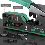 RJ45 Pass Through Crimp Tool, RJ45 Cat5 Cat6 Cat7 Crimping Tool, RJ11 Crimping Tool, Ethernet Network Cable Crimper Stripper
