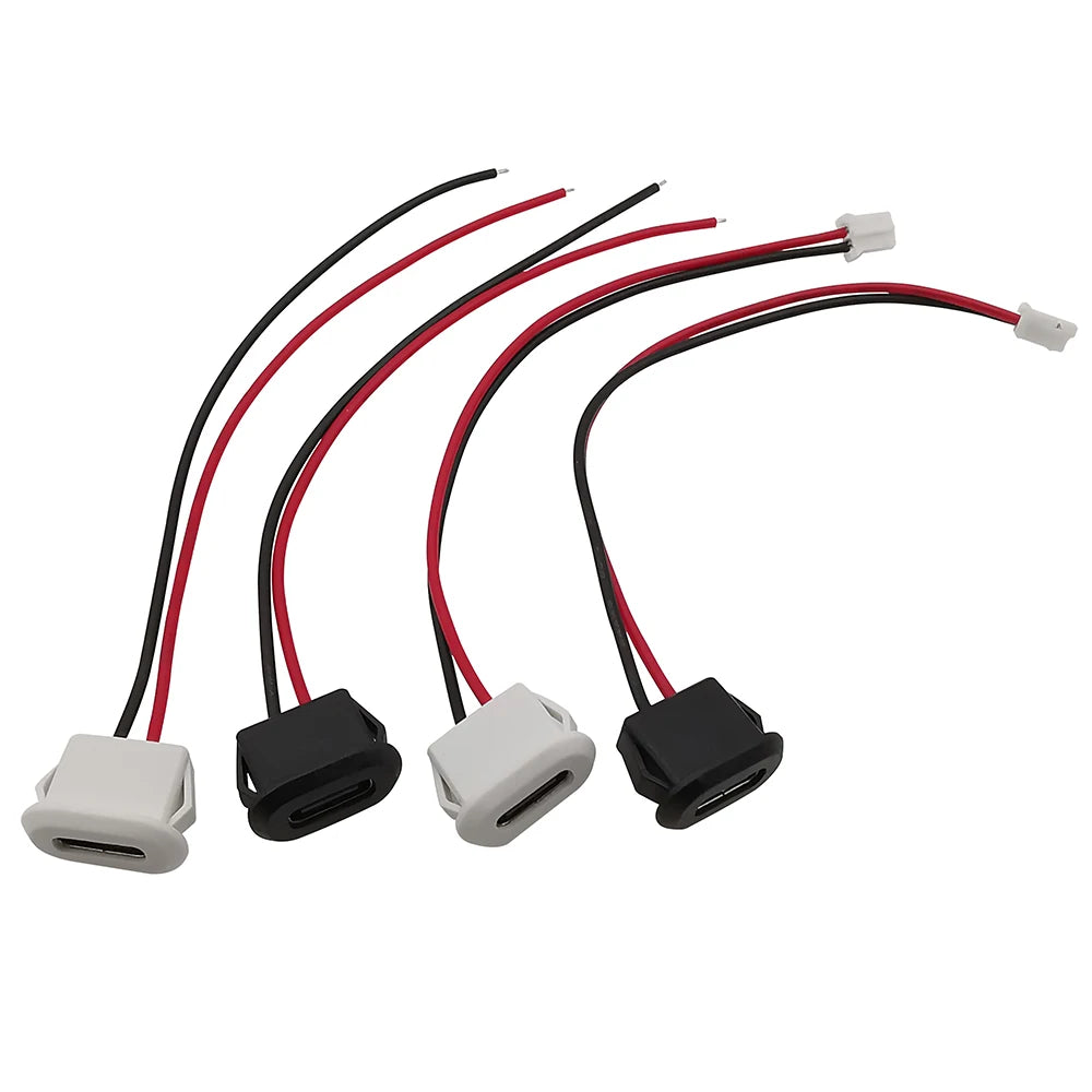 1/5/10pcs Type-C Female Chassis 2 Pin Type-C Female Socket Connector Waterproof Jack Female Charging Port with Card Buckle