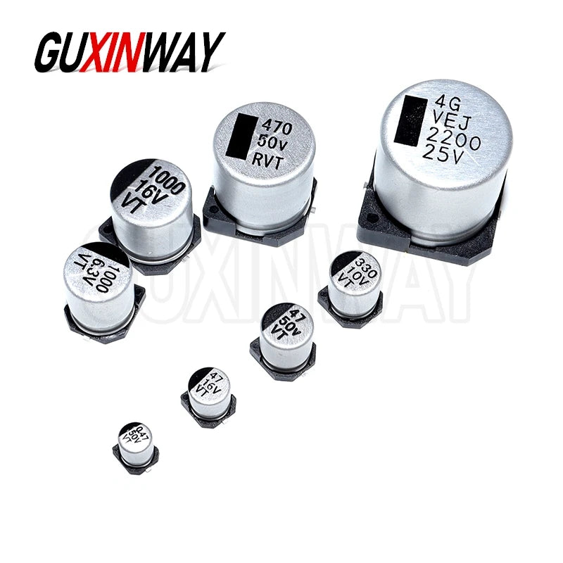 10PCS SMD Aluminum Electrolytic Capacitor 6.3V 10V 16V 25V 35V 50V 1UF 2.2UF 10UF 22UF 47UF 100UF 220UF 470UF 1000UF