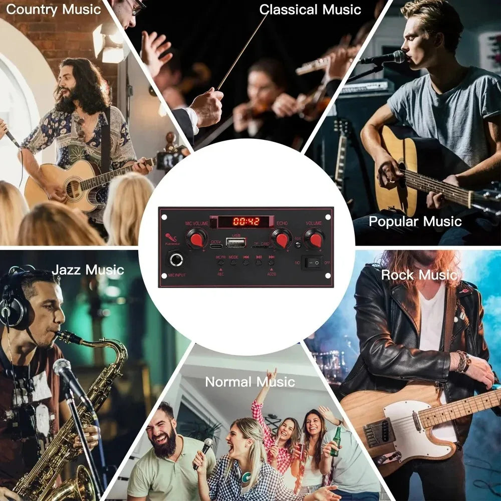 2*10W Bluetooth 5.0 MP3 Decoder Board 20W Amplifier Audio Player 5V DIY MP3 Player Car FM Radio Module TF USB Mic Record