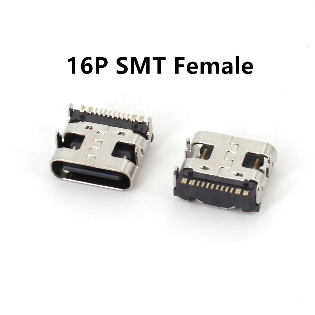 10Pcs USB 3.1 Type C 6/16/24 Pin Connector Male Female Charging Port PCB Mount Solder Socket