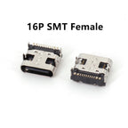 10Pcs USB 3.1 Type C 6/16/24 Pin Connector Male Female Charging Port PCB Mount Solder Socket