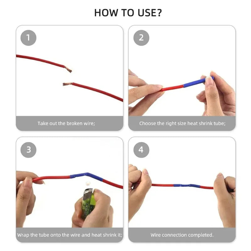 Heat Shrink Tubes Set Retractable Heat Pipe Electric Wire Sheath Thermoretractile Case Tube Line Bar Heat Shrink Tubing