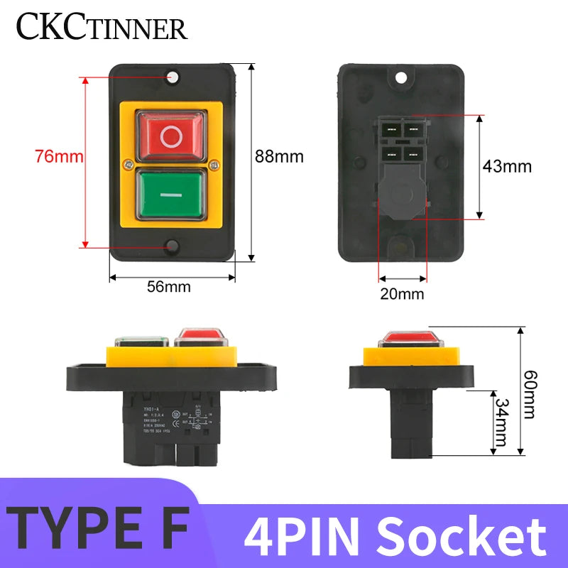 YH02A Electromagnetic Starter Push Button Switches Machine Tool Equipment IP55 Waterproof Safety Witch 28A Replace KLD28A KJD17A