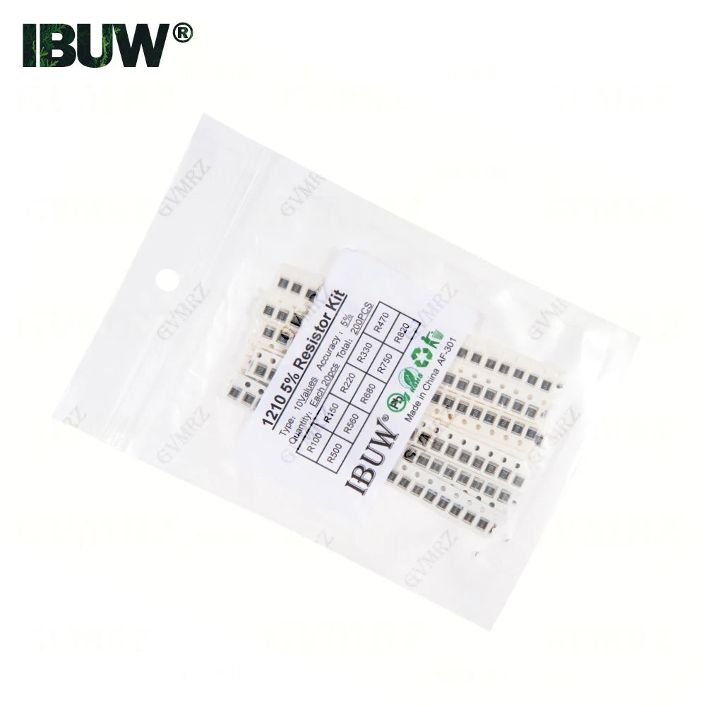 0201 0402 0603 0805 1206 1% 5% SMD Resistor Assorted Kit 1R-1M 10K 100K 1K 100R Resistance Set DIY