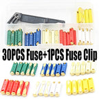 30PCS Torpedo Fuse Classic Car Auto Fuses Ceramic Continental Car Fuse Bullet + 1PCS Fuse Clip Cars Safety Blade 5/8/16/20/25/30