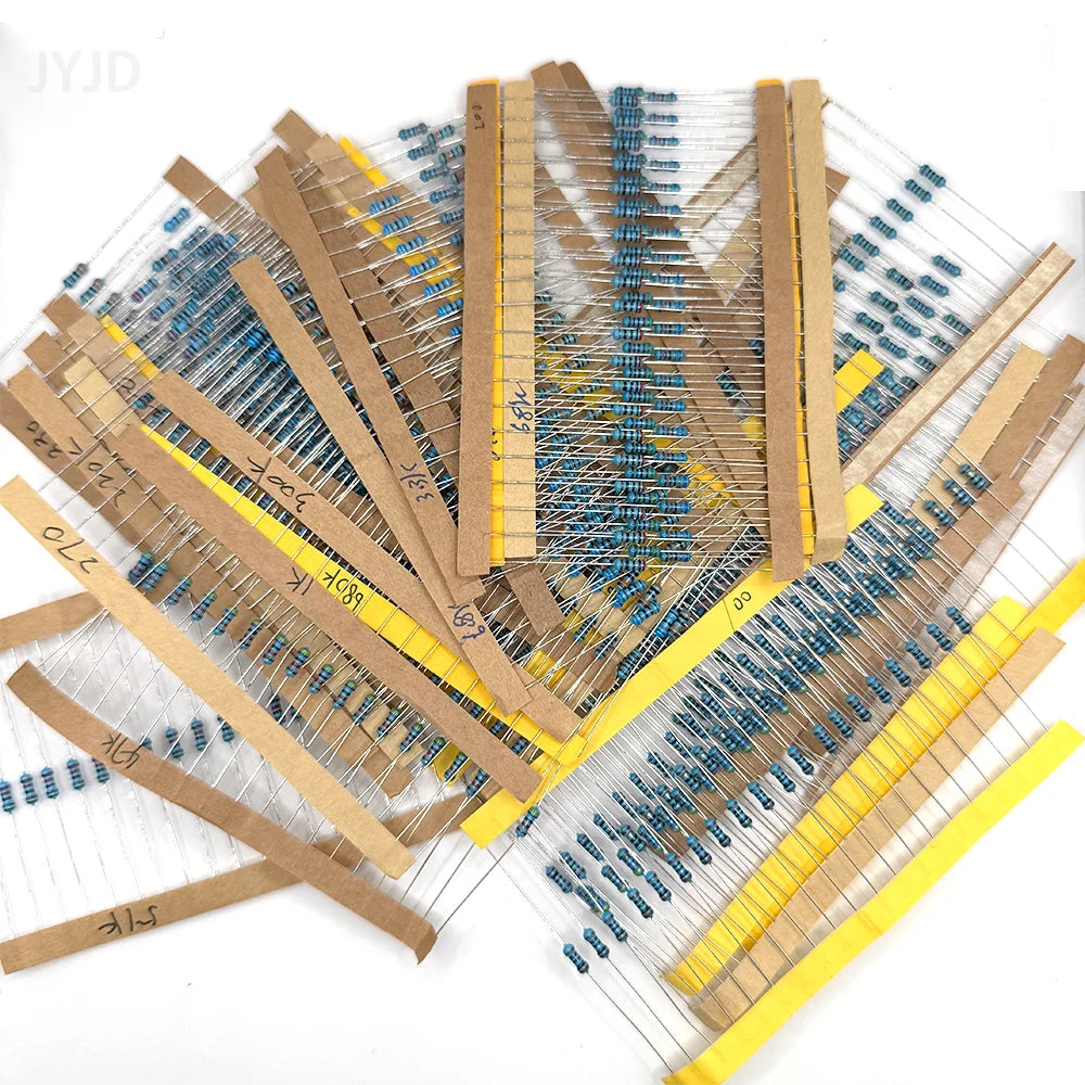 300/600pcs 1/4w Metal Film Resistor 30 Values Resistance Kit 10R-1M 0.25W 1% Resistors Set