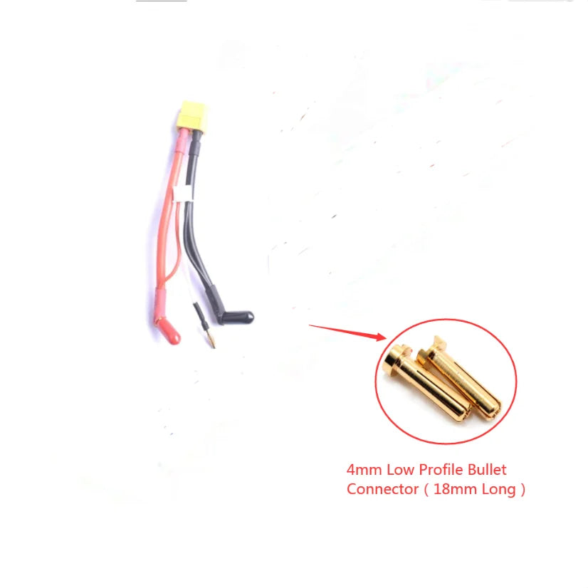 Hardcase Lipo Harness 2S JST XH Balance XT60 Tamiya Deans EC3 EC5HXT TrX Plug to 90 Degree 4.0/5.0mm Bullet Connector with Cover