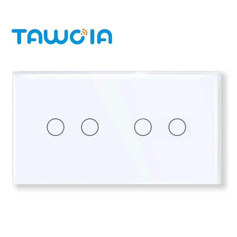 TAWOIA 1/2/3 Gang Touch Switch Double Light Switch Triple Sensor Switch 1Way EU Standard Glass Panel Blue backlight White Series