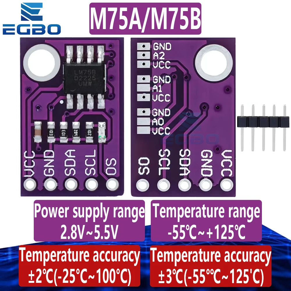1~5PCS LM75 LM75A/LM75B Temperature Sensor High Speed I2C Interface High Precision Development Board Module For Arduino