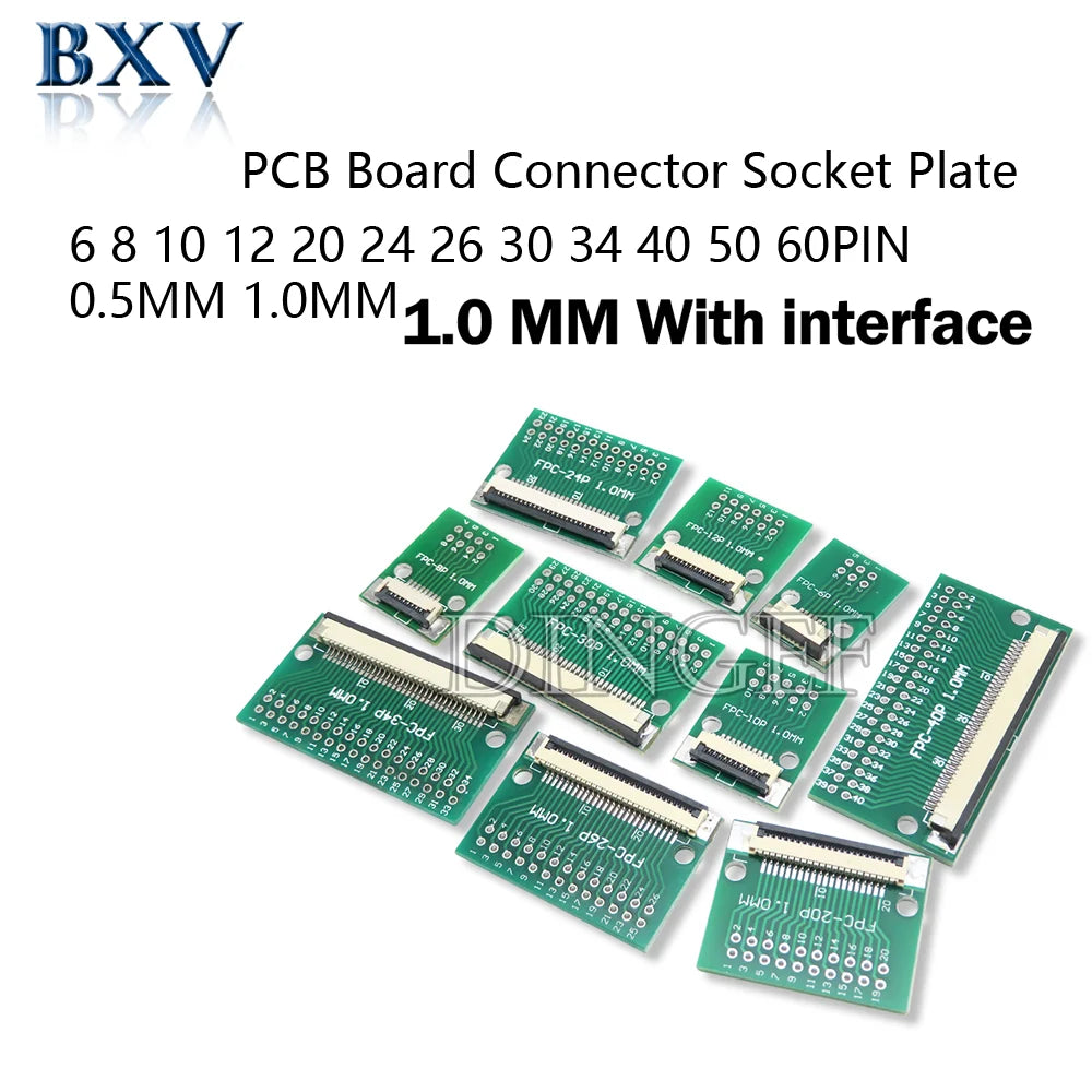 0.5mm 1.0mm pitch Connector SMT Adapter to 2.54mm hole FPC FFC Cable Welded board With Pin / Empty Board 6P 8P 10P 12P 20P 24P