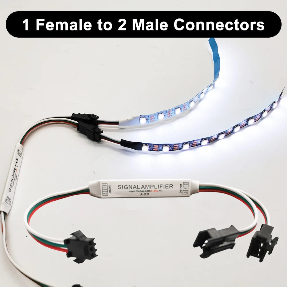 LED Strip Mini TTL Signal Amplifier Repeater 1 TO 2/4/8 For WS2812B WS2811 SK6812 3Pin RGB Addressable Pixel Light Module 5-24V