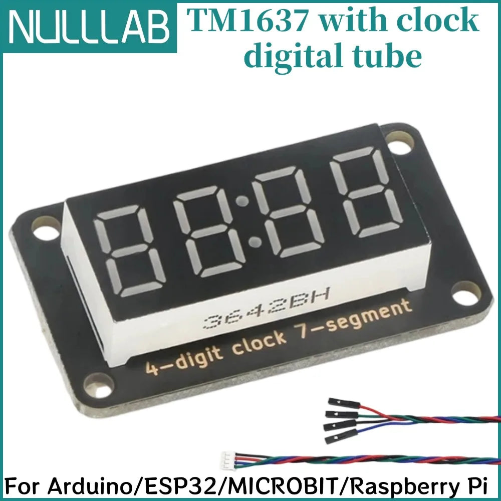 0.36 Inch 4 Digit 7 Segment TM1637 Clock Display Module I2C Communication 3.3V 5V Anti-reverse PH2.0 for Arduino ESP32 Microbit