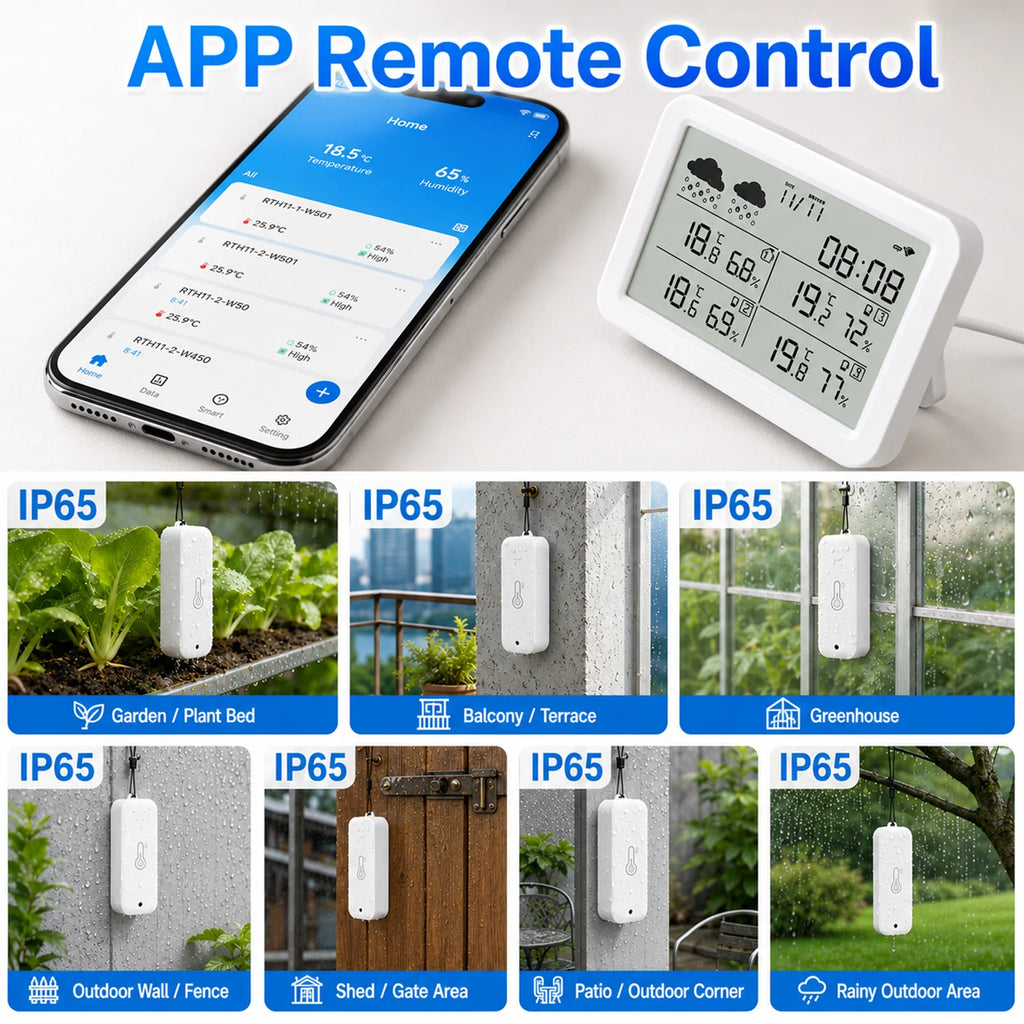 Tuya WiFi Weather Station RF433 IP65 Waterproof Outdoor Temperature Humidity Sensor Thermometer Hygrometer 2-9 Sub Devices