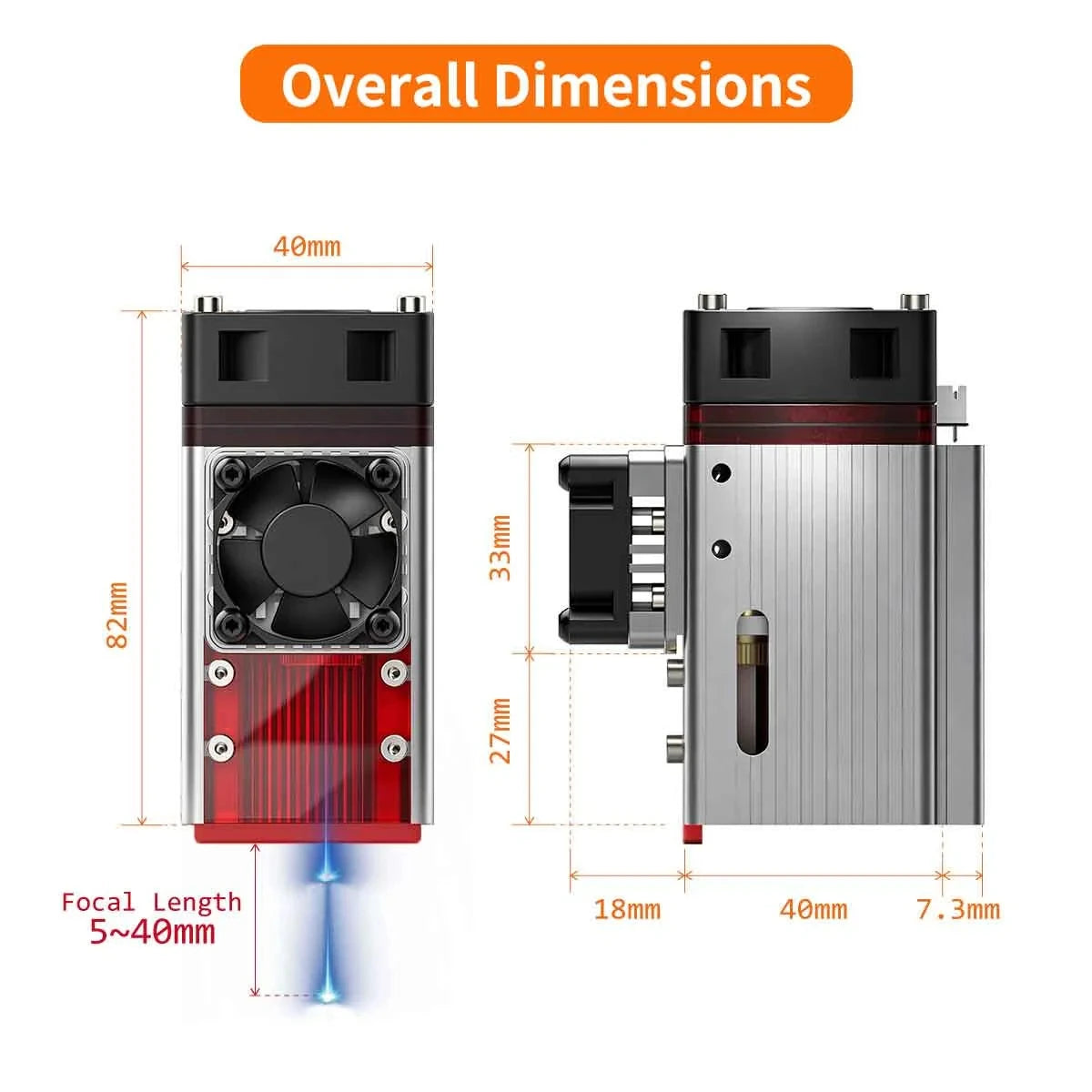 40W80W NEJE A40640 E40 Laser Module Diode High Power 450nm, Air-Assisted Nozzle for CNC Woodworking Engraver & Cutting Tools