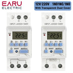 EARU DC AC 220V 12V THC15A 30A Electronic Weekly 7 Days Programmable LCD Digital Timer Switch Relay Control Din Rail 1NO1NC 1NO