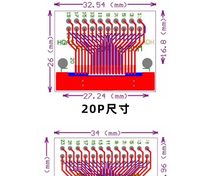 FFC/FPC Adapter Board 0.5/1.0mm To Straight/bent 2.54 Pin Header  4/6/12/24/40-80P Flex Cable Adapter