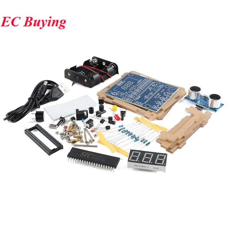 DIY Ultrasonic Rangefinder Kit 0-4M Distance Measuring Car Reverse Radar Alarm 51 Single Chip STC Electronic Welding Parts