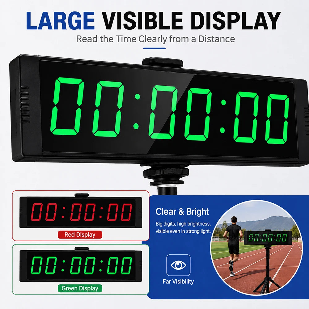 Gym Timer Clock for Home Fitness with Timer Button Large Digital Stopwatch Countdown Clock 12/24H Digital Wall Clock
