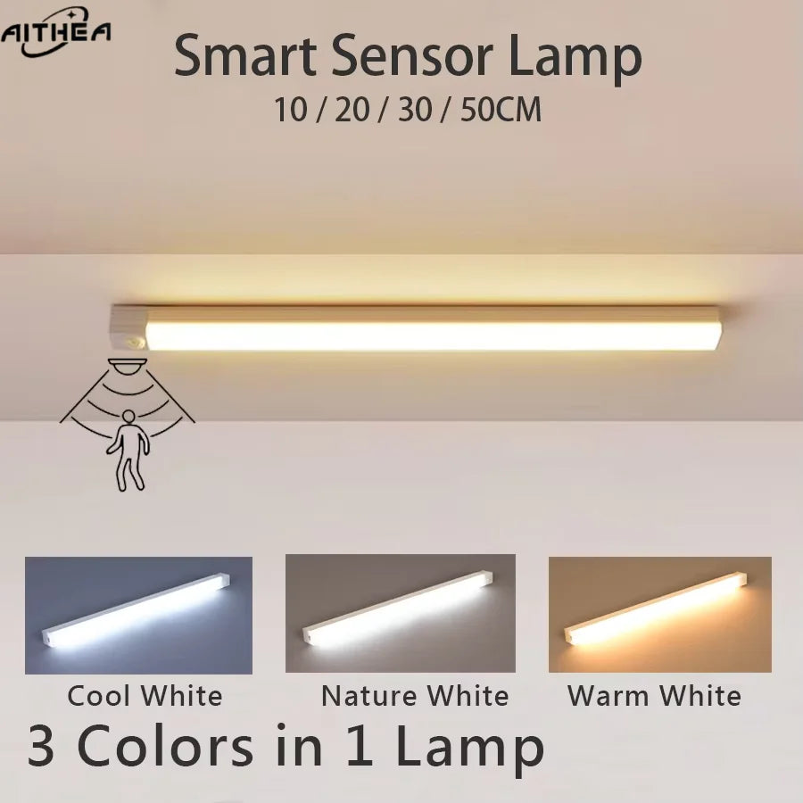 AITHEA LED Motion Sensor Light Wireless USB  Rechargeable Night Light Portable Induction Lamp for Cabinet Wardrobe Staircase
