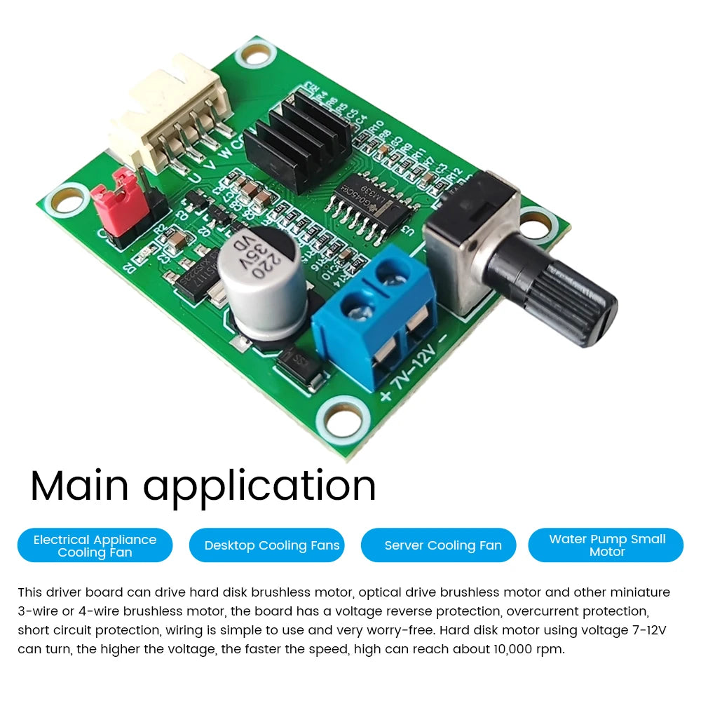DC7-12V BLDC PWM Hall Motor Speed Controller Module 3/4 Wire Brushless Motor Driver Board Governor Volt Current Protection Board