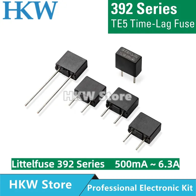 10pcs/lot 392 Series 250V TE5 Fuse Time-lag Fuses Square 500MA to 6.3A T500MA T1A T2A T3.15A T4A T5A T6.3A Time Delay Littelfuse