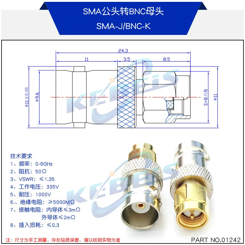 2PCS BNC to SMA Connectors SMA BNC Adapter Male to Female for Antenna/Extension Cable SMA to BNC RF Connector Kits ﻿