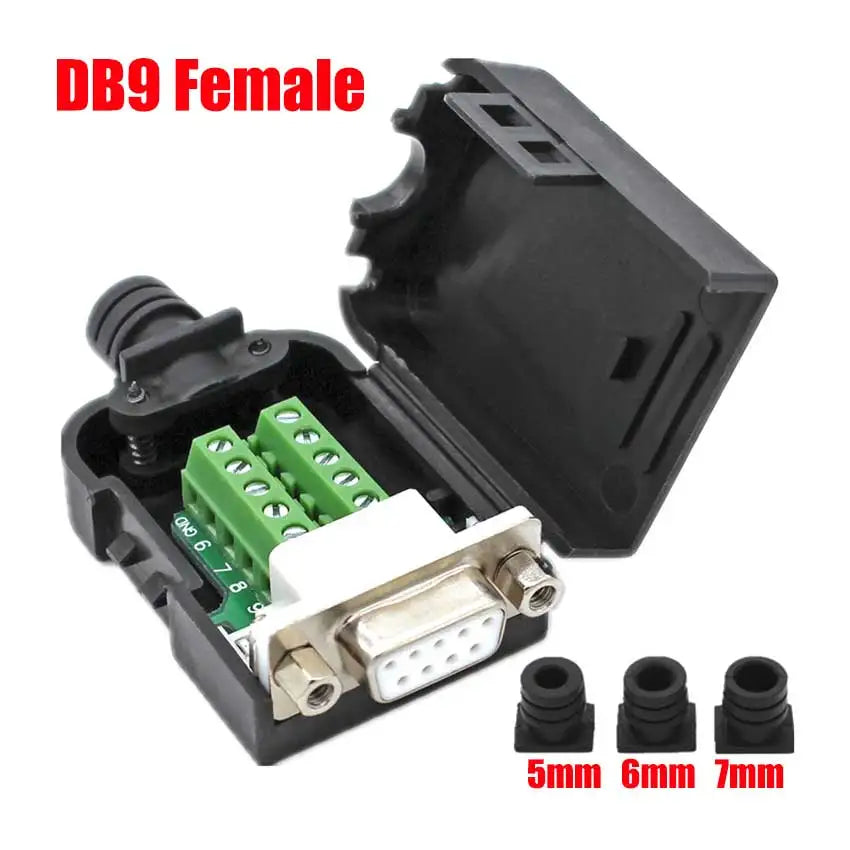 DB9 DB15 DB25 Connector D-SUB 9 15 25 Pin Male Female Plug RS232 RS485 Breakout Terminals 21-24 AWG Wire Solderless Connectors
