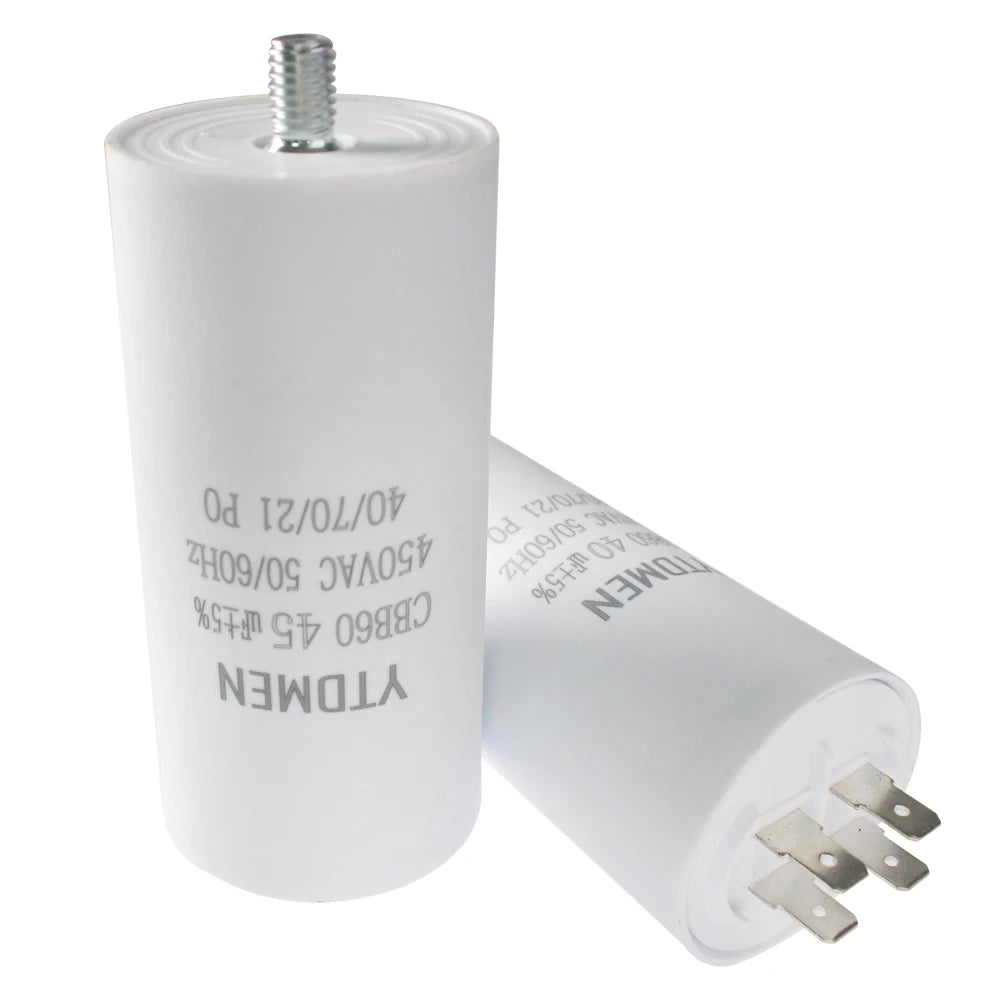 CBB60 Capacitor with Screws AC 450V 4 Pin Dual Insert Motor Run Capacitors 4UF-60UF for Washing Machine Air Water Pump 12uf 16uf