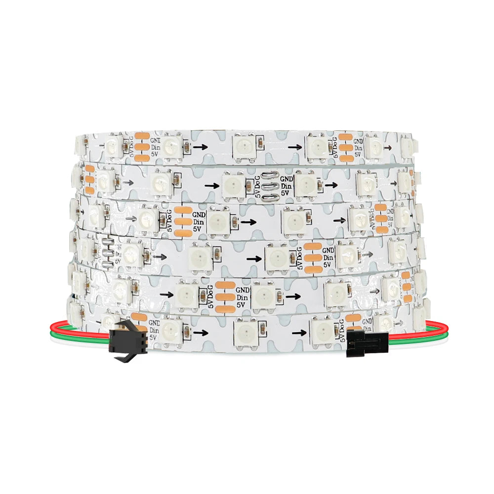WS2812B WS2815 S-Shape Individually Addressable LED Strip Light 60LEDs/m Smart RGBIC Dream Color S Bendable 8mm Pixels Tape Bar