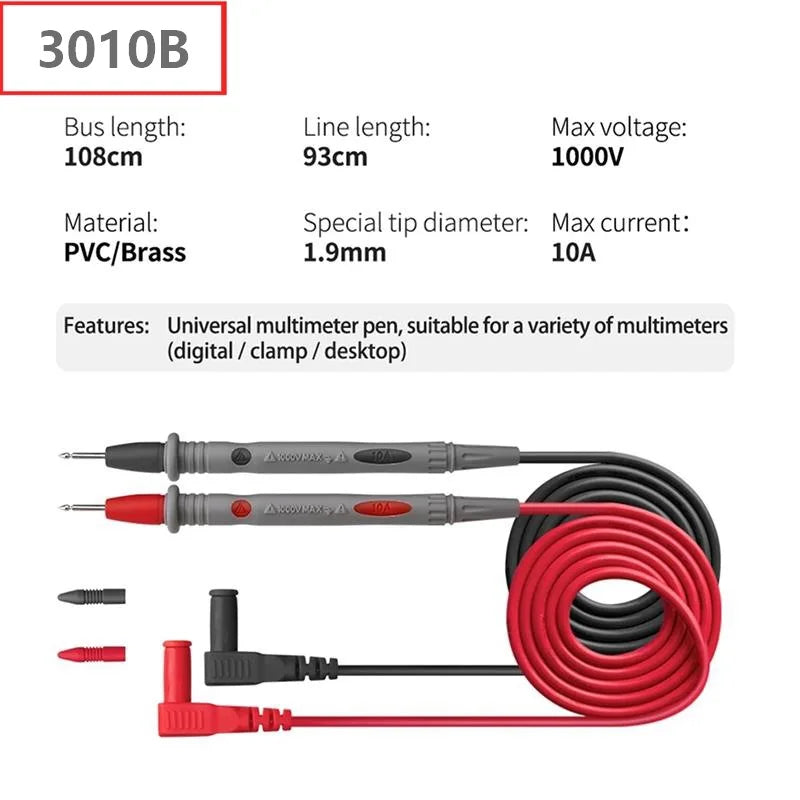 1000V 10A/20A Multimeter Test Leads, Extra Sharp Needle Tip Probe Wire Pen Cable for Digital Multimeter Tester