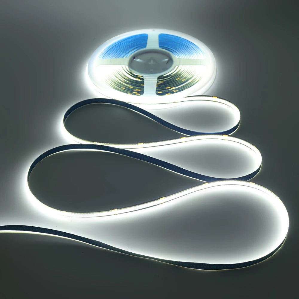 12V 24V Black PCB COB LED Strip Light 3000K 4000K 6000K 320LED/m High Density Lighting for Kitchen Cabinets Flex Tape RA90 IP30