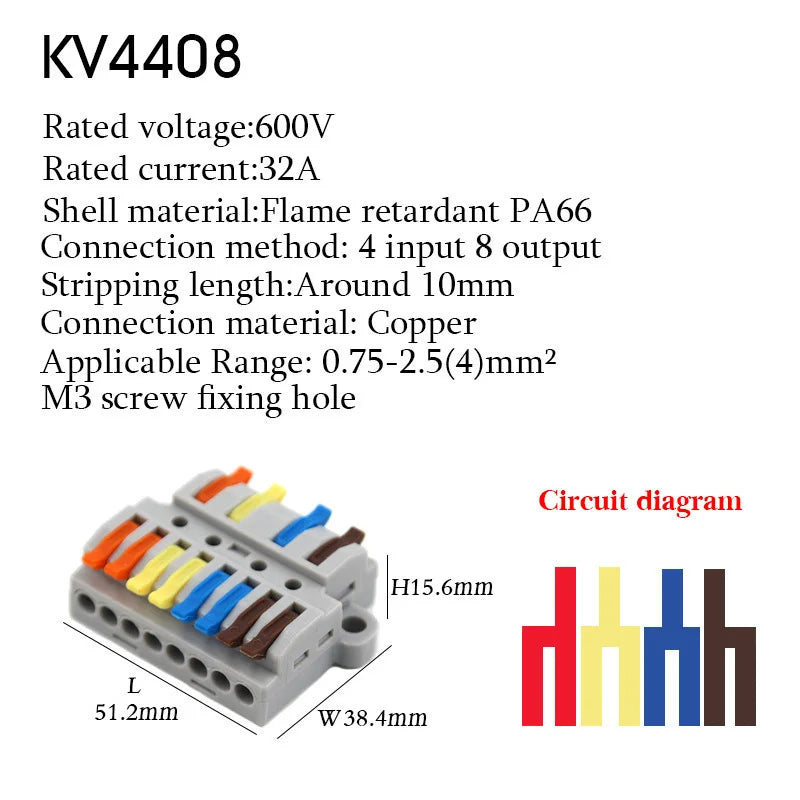 Wire Connector Electrical Cable Terminals Blocks Universal Quick Conductor Splitter Push-in LED Tool Mountable Rail Junction Box