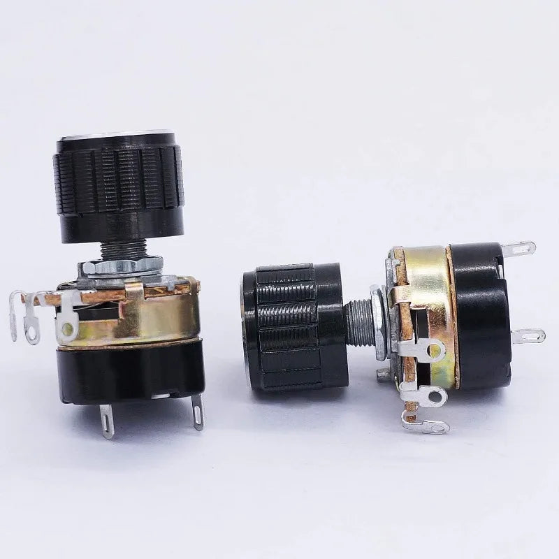 2Sets WH138 B5K B10K B20K B50K B100K B250K B500K Ohm Single Linear Taper Dimmer Potentiometer with Switch and Black Alloy Knob