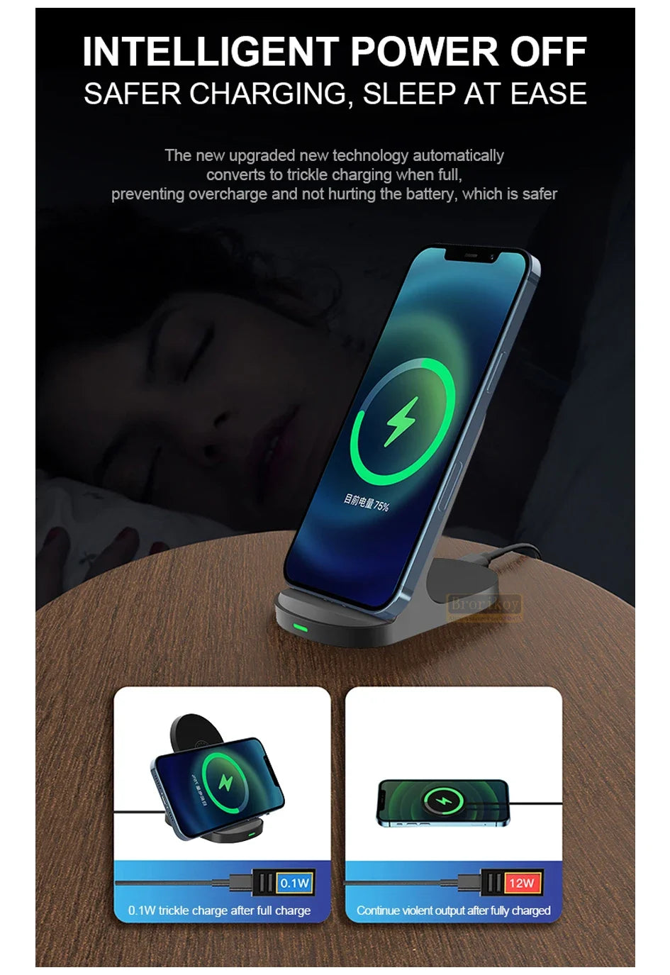 Fast 10W 15W Wireless Charger Stand for iPhone 15 14 13 12 11Pro Samsung Galaxy S24 S23 S22 S21 Note Redmi Charging Dock Station