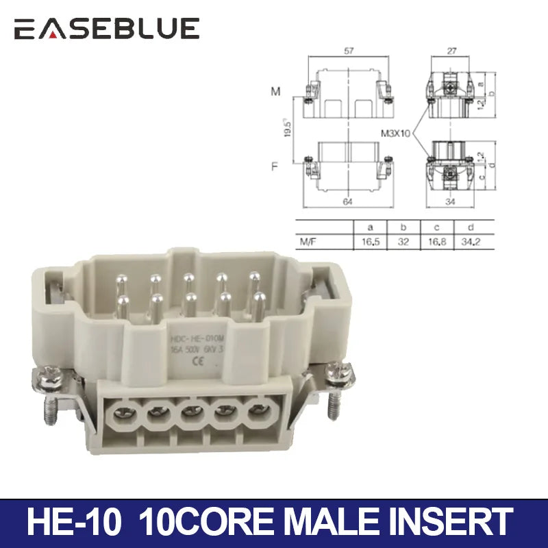 6/10/16/24 Core Heavy-duty Connector HDC-HE Male Connector Core and Female Connector Insert 16A 500V Aviation Plug Core