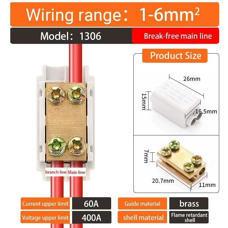 5/10PCS T-type High power branch terminal wire terminal Quick Junction Box Terminal Block Electric Cable CONNECTORS  copper