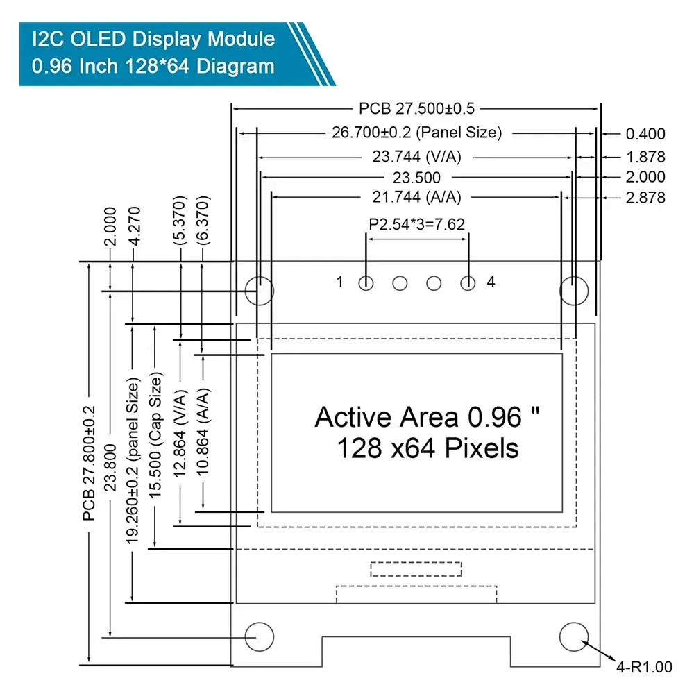 Original 0.96 inch oled IIC Serial Blue White Yellow OLED Display Module 128X64 I2C SSD1306 12864 LCD Screen Board For Arduino